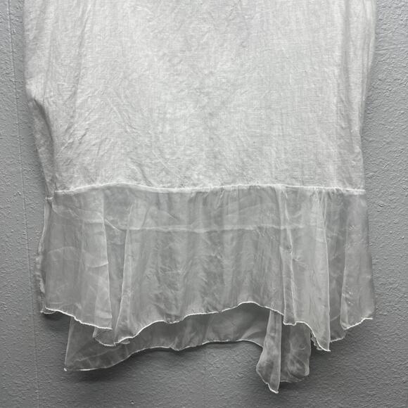 Lungo L'arno Top Womens Small Linen Quiet Luxury Lagenlook Beachy Coastal Boho - Picture 5 of 11